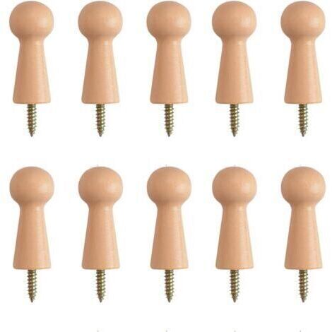 10 crochets en bois pour serviettes de bain, pour porte, escalier, arêtes et placards