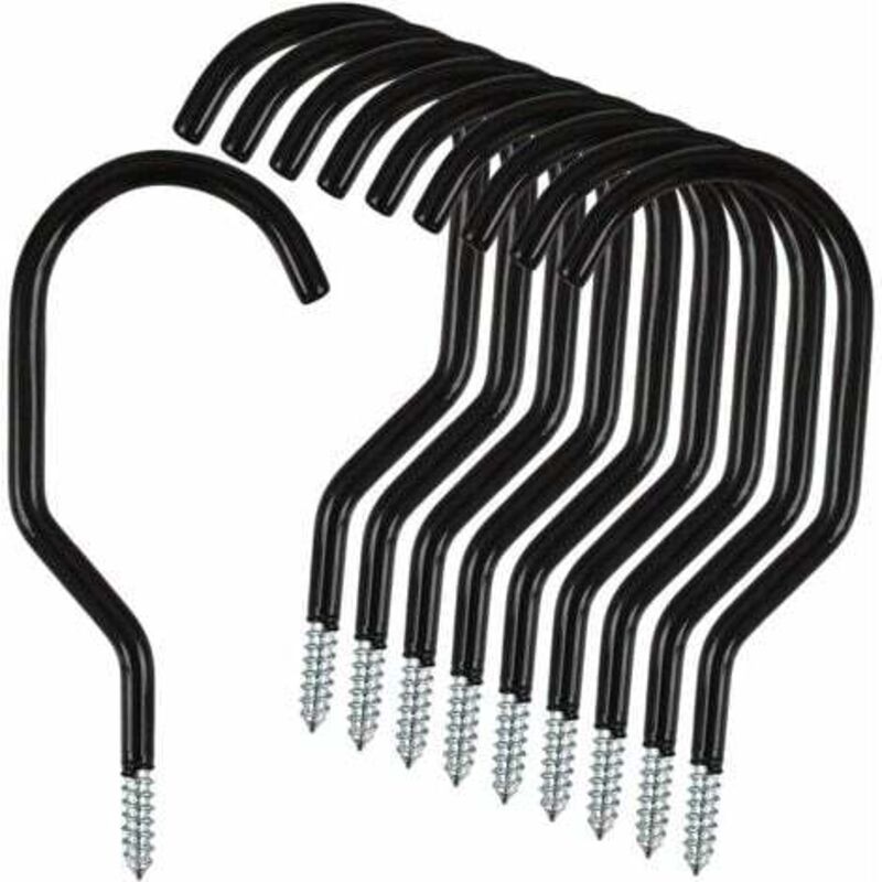 Gabrielle - 10 crochets métalliques porteurs, crochets de vélo robustes d'extérieur pour entrepôt de Garage, crochets de rangement de vélo en acier