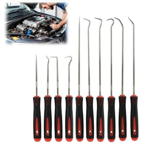 10 Crochets & Pics de Précision, Outil Automobile avec Poignée à Bandes en Caoutchouc, Précision pour Démontage Joints Auto, Entretien Électronique Manipulation Petites Pièces -
