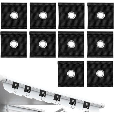 10 crochets pour rails de roseaux de 5/6 mm à 7/8 mm, accessoires pour auvents de caravane, accessoires de camping, crochets de toit pour rails et rails de roseaux (noir)