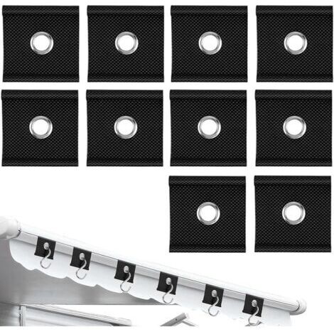10 crochets pour rails de roseaux de 5/6 mm à 7/8 mm, accessoires pour auvents de caravane, accessoires de camping, crochets de toit pour rails et rails de roseaux (noir)