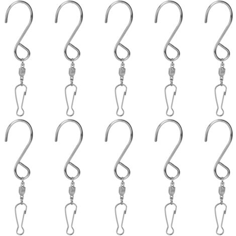 10 Crochets Tournants en Spirale Acier Inoxydable 360° pour Suspension - Lot de 10 Pièces