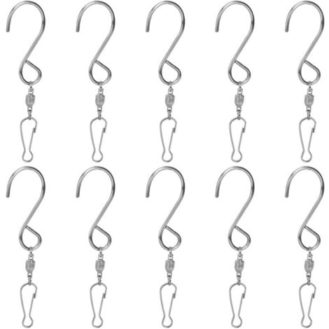 10 Crochets Tournants en Spirale Acier Inoxydable 360° pour Suspension - Lot de 10 Pièces