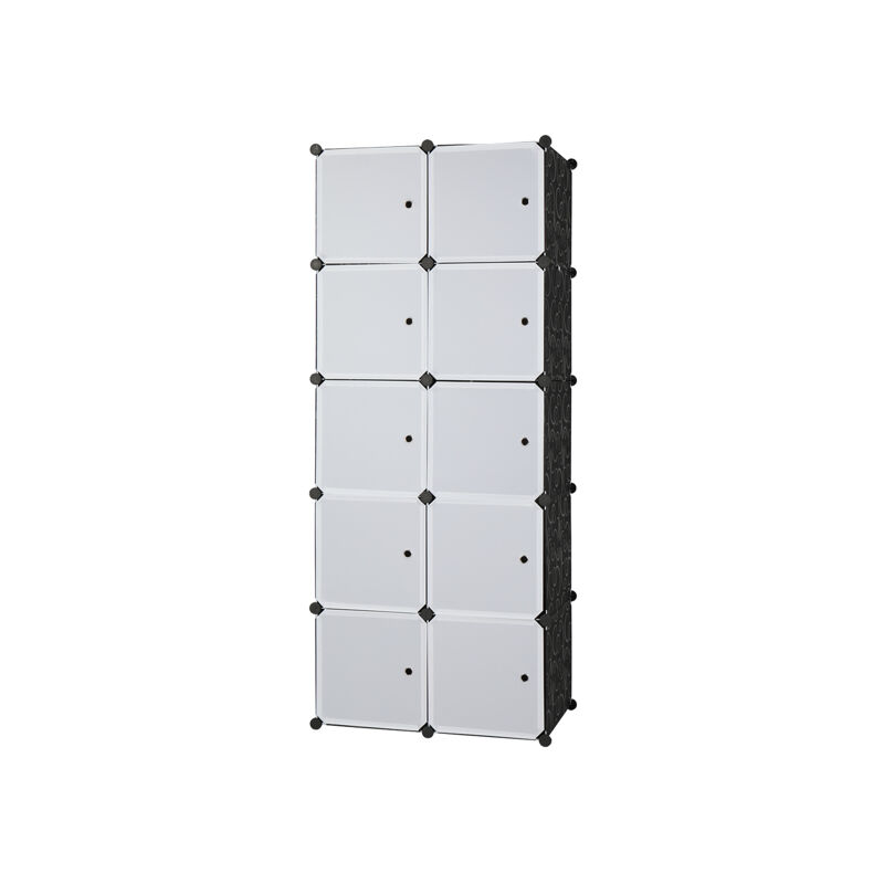 10 cubes Organisateur , étagères de rangement empilables en plastique, armoire de placard modulaire multifonctionnelle avec tringle de suspension,