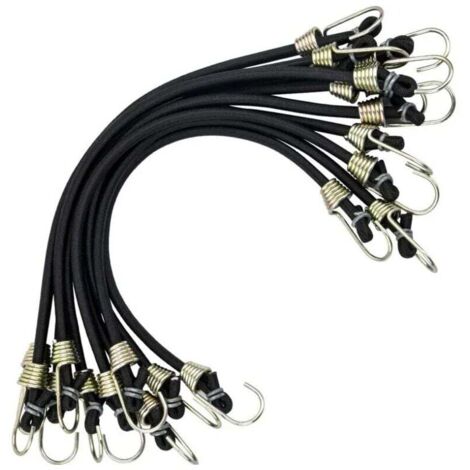 10 cuerdas elásticas con ganchos, minicuerdas elásticas universales resistentes con 2 ganchos resistentes para tienda de campaña, camping, motocicleta, remolque, equipaje, coche y bicicleta, Fontaineb
