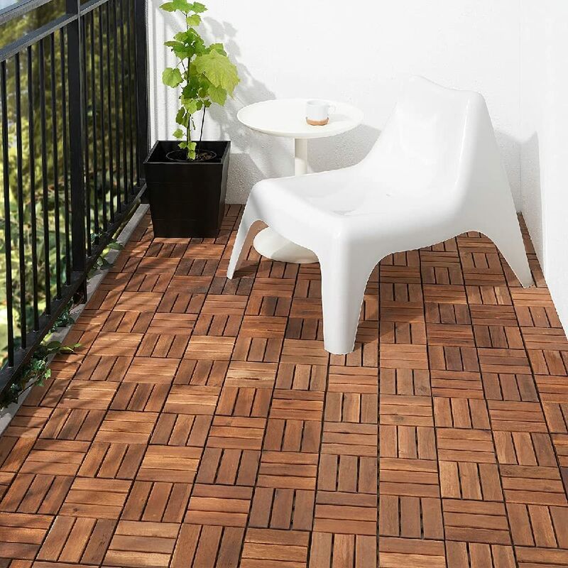 10 Dalles de Terrasse dark en Bois Clipsable Résistant Aux Forte et Basses Températures 31 x 31 cm Revêtement Extérieur Pour Jardin Balcon Piscine
