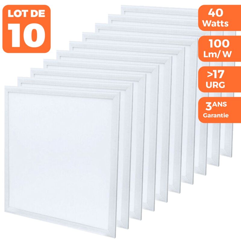 10 Dalles LED PREMIUM Ultra Slim 600x600 40W Blanc Neutre 4000k