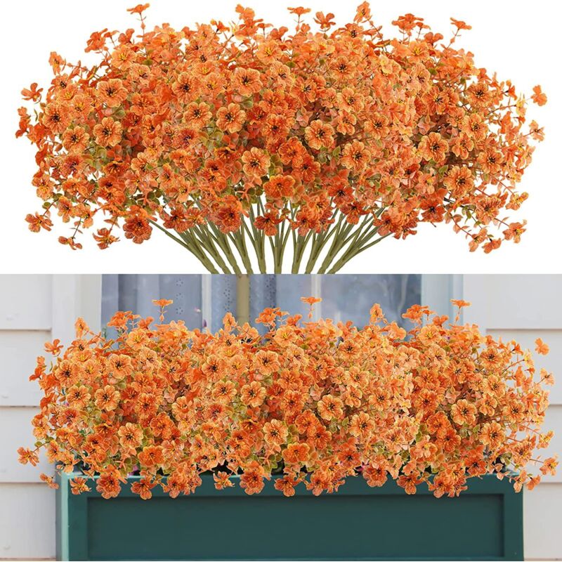 10 décorations florales artificielles, fleurs artificielles résistantes aux UV pour usage extérieur