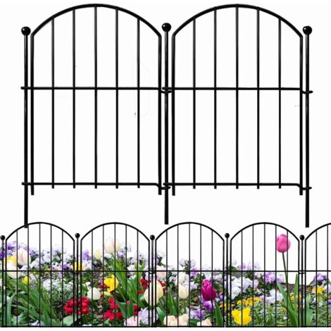 10-delige metalen tuinafscherming, decoratieve schutting voor tuin, bloemperk en bomen (43 cm hoog x 33 cm breed, totale lengte 3,3 m) (halve cirkel)
