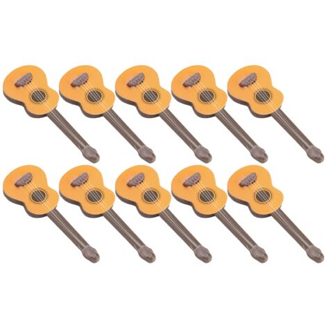 10 detailgetreue Mini-Holzgitarren für Puppenhäuser im Maßstab 1:12, niedliches, tragbares Modell