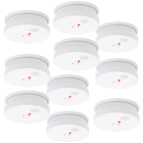 10 detecteurs de fumee alarme avertisseur anti incendie pile 9v certifie en 1460