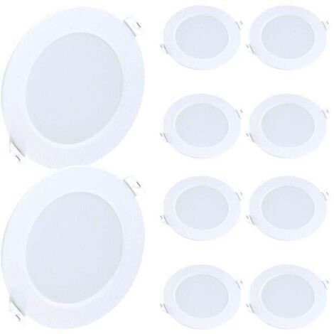 10 dimmable, tri-color recessed LED spotlights of 9W: ultra-bright white 6000K