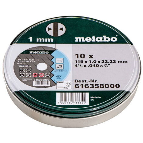 10 discos de corte SP 115x1,0x22,23 Metabo
