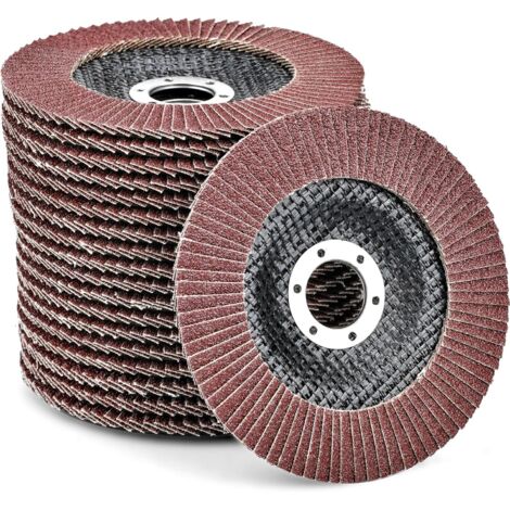 10 discos de láminas de Ø 125 mm x 22,2 mm, grano 80, discos de lijado para eliminar rebabas, óxido, pulir y acabar.