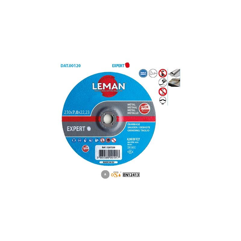 Boite de 10 disques à tronçonner déporté ébarbage Inox Expert ø 125 Alésage 22,23 Ep. 7mm