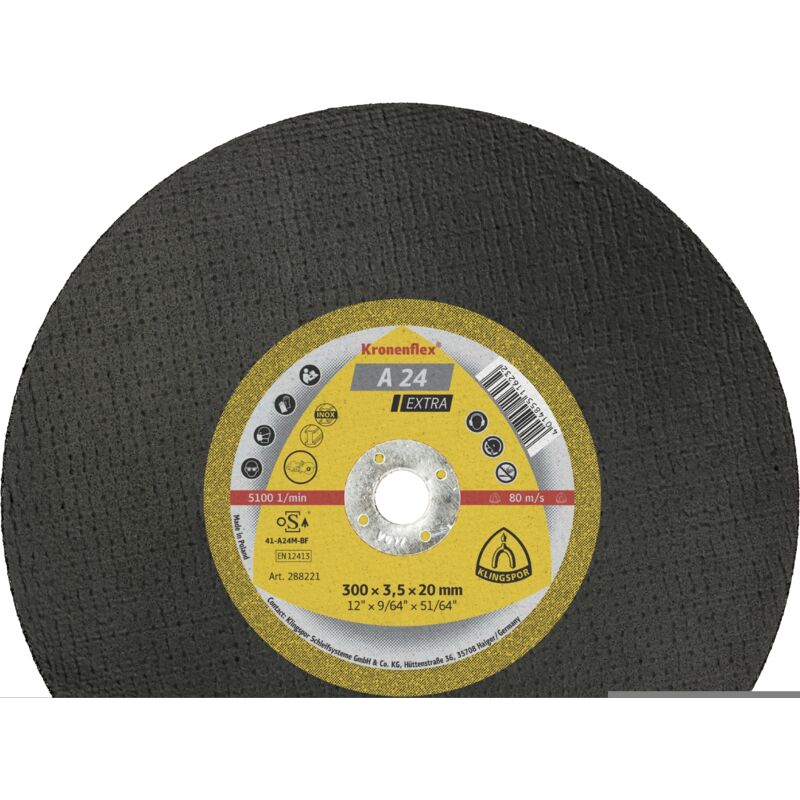 10 Disques à tronçonner kt extra A24EX s ger 300X3,5X22,23 Klingspor 288222