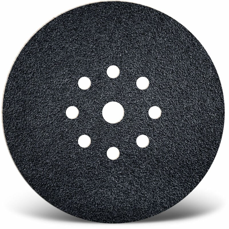 Black Disques abrasifs auto-agrippants, 225 mm, 9 trous, p. Ponceuses à plâtre, Carbure de silicium (Lot de 10) G16 - Menzer