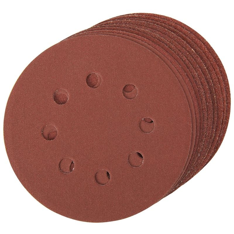 Lot de 10 disques abrasifs auto-agrippants perforés 125 mm grains assortis Silverline 479349