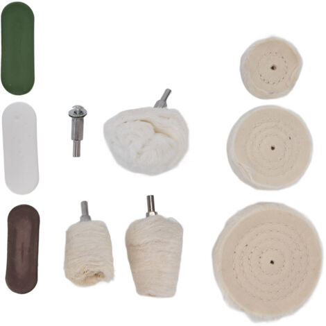 10 Disques de Polissage en Coton pour Métaux, Pierre, Verre - Set Accessoires Lustrage