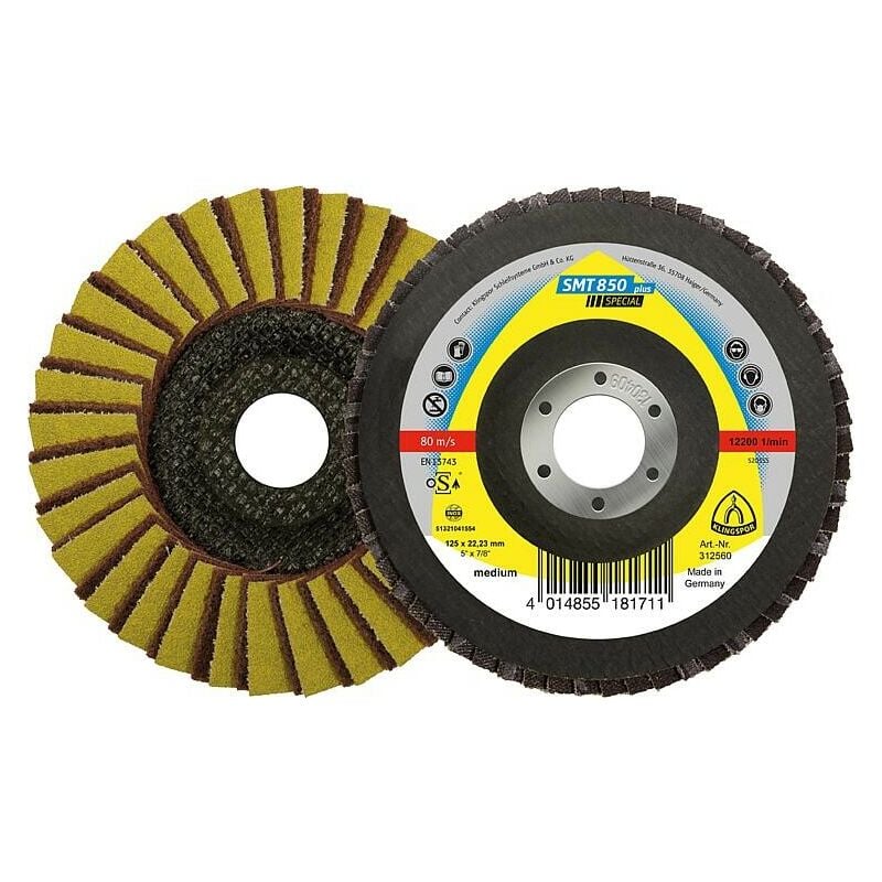 Klingspor - Plateau de ponçage à lamelles smt 850, 125 mm grain 80 médium bombé