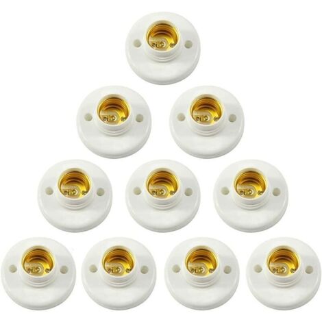 10 douilles à visser E27, plastique, fixation murale, LED, adaptateur et convertisseur pour ampoules E27, douille à visser ronde en plastique.