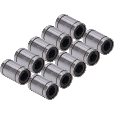 10 Douilles Linéaires LM6UU pour Guidages Optiques 6x12mm, Roulements à Billes pour Bancs de Test et Glissières