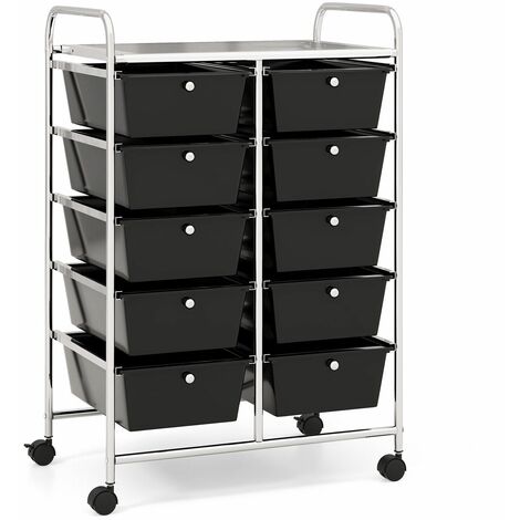 10 Drawers Storage Trolley Mobile Rolling Utility Cart Home Office Organizer