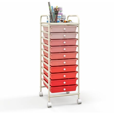 10 Drawers Storage Trolley Mobile Rolling Utility Cart Home Office Organizer