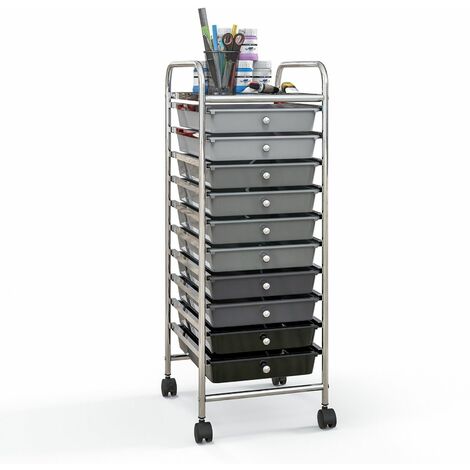 10 Drawers Storage Trolley Mobile Rolling Utility Cart Home Office Organizer