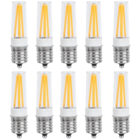 10 E17-Glühbirnen mit langem Glühfaden, 3 W, warmweiß, 110 V, für Kronleuchter, Deckenlampen und Tischlampen
