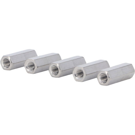 10 Écrous de Raccordement Hexagonaux M6x1 L30mm en Acier Inoxydable 304, Antirouille pour Liaisons de Tiges Filetées