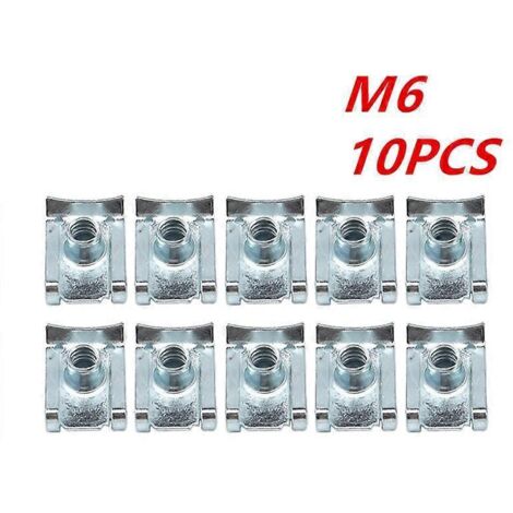 10 écrous en U M4/M5/M6/M8 pour moto et voiture, clips de fixation rapides, kits assortis, acier inoxydable 304, écrou de cheminée en forme de U - M6 -