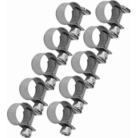 10 Edelstahl-Schlauchschellen für Kraftstoffleitungen, Durchmesser 6 mm bis 20 mm, Mini-Befestigung