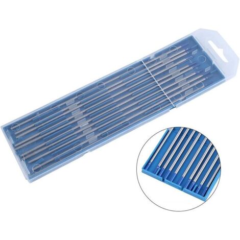 10 elettrodi di tungsteno per saldatura, punta dell'elettrodo di lantanio blu 1,0/1,6/2,4 mm, asta di elettrodo di tungsteno per saldatura premium 2% lantanio (2,4 x 175 mm)