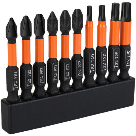 10 embouts de tournevis à percussion 50 mm Pozi Phillips Torx, outils de perçage 1/4-AquaForge