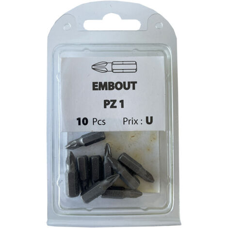 10 embouts Pozidriv PZ1 acier - Vissal