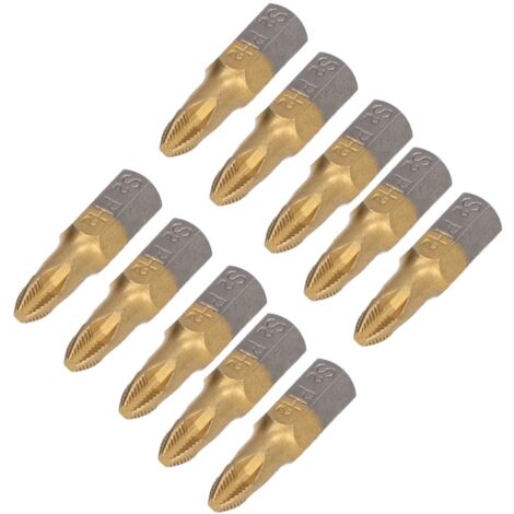 10 Embouts Tournevis Phillips Magnétiques avec Tige 1/4", Revêtement Titane Antidérapant pour Perceuse Visseuse