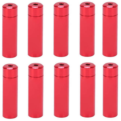 10 Endkappen für Fahrradschaltzüge aus Aluminiumlegierung (4 mm), passend für Mountainbikes und Rennräder, Rot