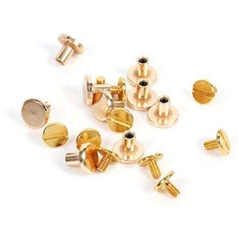 10 Ensembles 5/6.5 / 8mm en Laiton Massif Rivets à les en Cuir Artisanat Ceinture Plate vis en Laiton Solide Rivets tête de Goujon pour Bricolage décoration en Cuir Reliure(8mm)