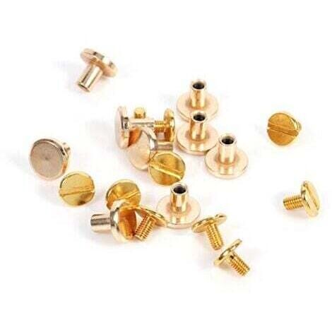 10 Ensembles 5/6.5 / 8mm en Laiton Massif Rivets à les en Cuir Artisanat Ceinture Plate vis en Laiton Solide Rivets tête de Goujon pour Bricolage décoration en Cuir Reliure(8mm)