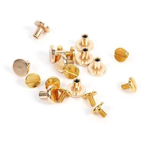 10 Ensembles 5/6.5 / 8mm en Laiton Massif Rivets à les en Cuir Artisanat Ceinture Plate vis en Laiton Solide Rivets tête de Goujon pour Bricolage décoration en Cuir Reliure(8mm)