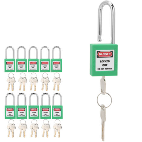 10 Ensembles Cadenas de Sécurité 38mm en Nylon Antidérapant, Résistance aux Intempéries avec 20 Clés, Couleur Verte