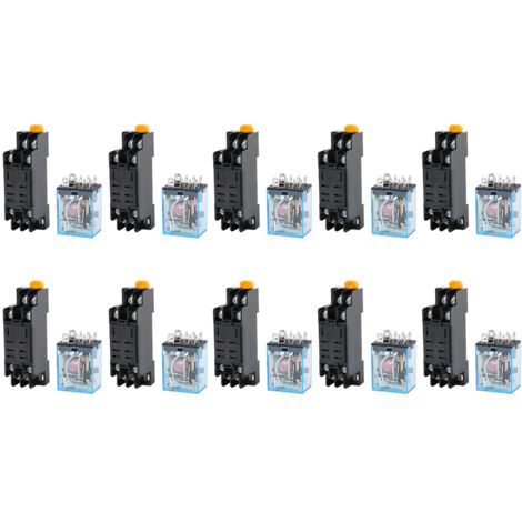 10 Ensembles Relais 8 Broches avec Support Bobine AC220V pour Équipements Électriques Universels