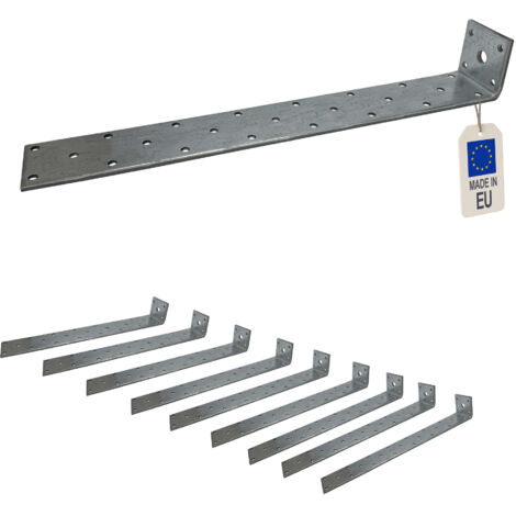 Fixtout – Lot de 10 équerres d'ancrage béton – Acier galvanisé DX51D Z275 – Ht 300mm – Platine 43x40mm – Épaisseur 4mm pour fixation bois