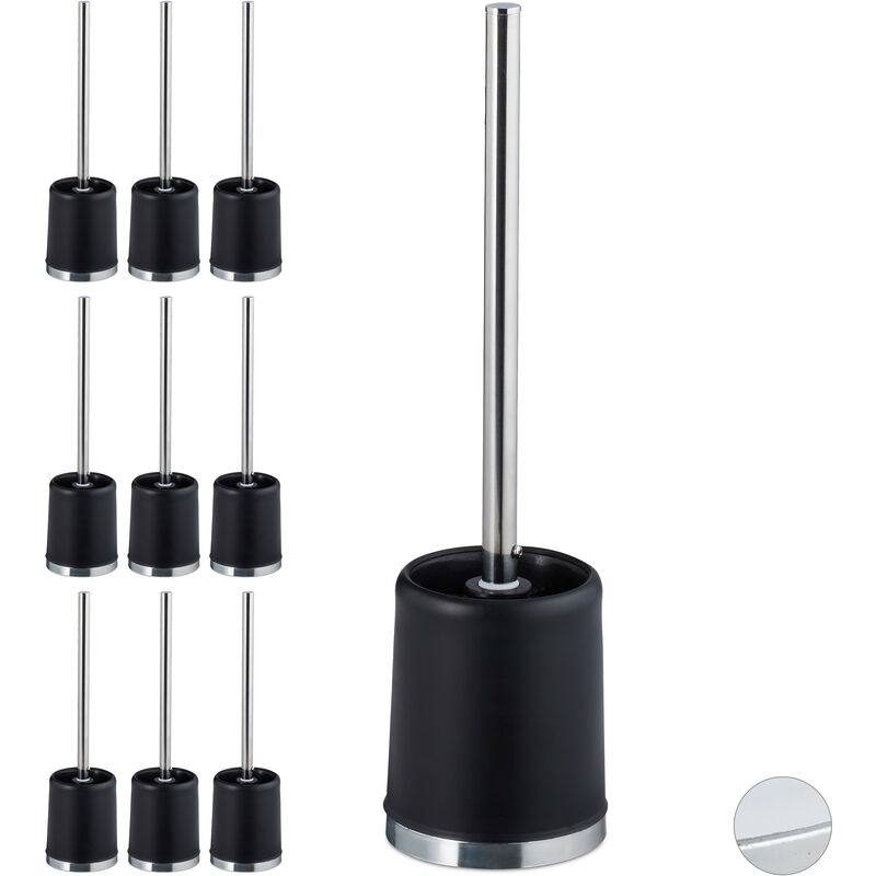 

10 escobillas de Baño con Cepillo Intercambiable, Polipropileno, 37 cm, Negro