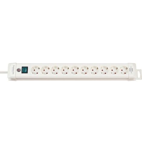 10-fach Schutzkontakt-Steckdose brennenstuhl weiß - mit Schalter - 250V, 16A - 1,8 m