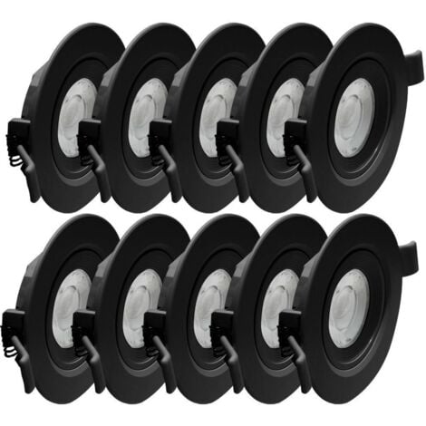 10 Faretti da Incasso LED Neri Asturia Orientabili 7W Eq. 75 W  Température de Couleur: Bianco caldo 3000K