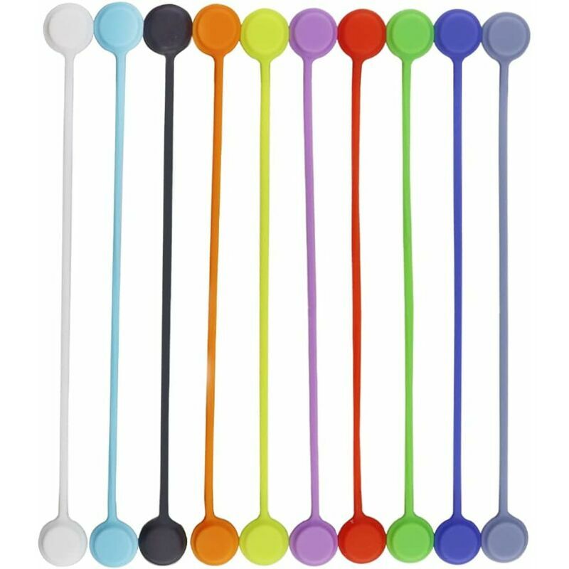 Image of 10 fascette fermacavi in silicone riutilizzabili, fermacavi magnetici multicolori, fascette per cavi