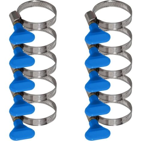 10 fascette stringitubo con dado ad alette in acciaio inossidabile - fascetta stringitubo da 9 mm (dado ad alette blu da 25-40 mm)