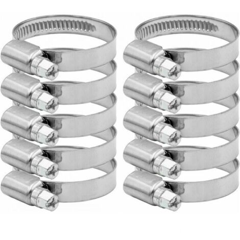 10 fascette stringitubo regolabili da 27-51 mm in acciaio inossidabile 304 per tubi dell'acqua domestici, tubi del gas domestici e tubi per autoveicoli (12 mm)